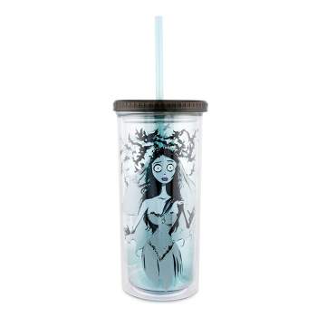 Silver Buffalo Tim Burton's Corpse Bride Emily 20-Ounce Carnival Cup With Lid and Straw