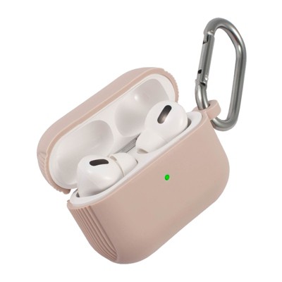 Insten Case Compatible with AirPods Pro - Protective Silicone Skin Cover with Keychain, Sand Pink