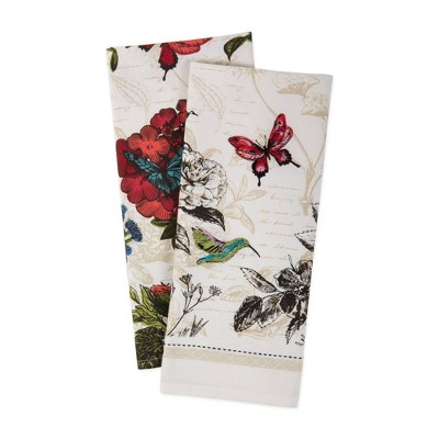 2pk Cotton Botanical Blooms Dishtowel Set - Design Imports