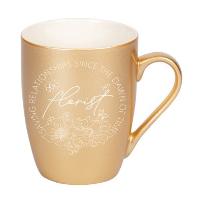 Elanze Designs Florists Saving Relationships Since The Dawn Of Time Vegas Gold 10 ounce New Bone China Coffee Cup Mug
