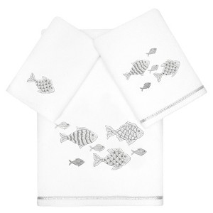 Linum Home Textiles 100% Turkish Cotton FIGI Embellished Towel Set - 1 of 4