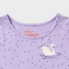 Toddler Girls' 2pk Adaptive Long Sleeve Swan and Floral Printed Dress - Cat & Jack™ Berry Pink/Purple - 3 of 4