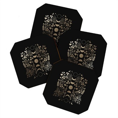 Emanuela Carratoni Spring Moon Phases Set of 4 Coasters - Deny Designs