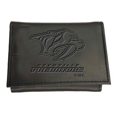 Evergreen NHL Nashville Predators Black Leather Trifold Wallet Officially Licensed with Gift Box