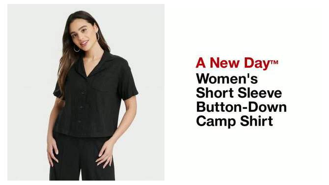 Women's Linen Short Sleeve Button-Down Camp Shirt - A New Day™, 2 of 11, play video