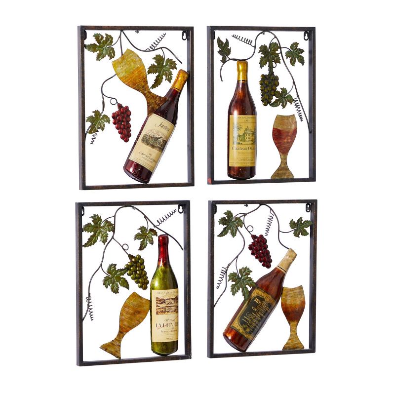 Set of 4 Metal Wine Wall Decors with Grapes Detailing - Olivia &#38; May, 2 of 9