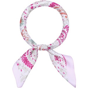 INSPIRE CHIC Women's Floral Printed Satin Square Flowers Silky Neck Scarves 1Pc - 1 of 4