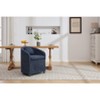 Gulches Blue Chenille Swivel Dining Armchair Set of 1 360 Degree Wheels Back Cushion 22 inch Wide 250 lb Universal Table Mobility - 4 of 4
