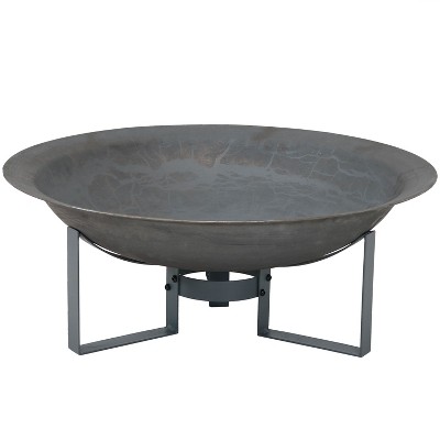 Gray Cast Iron 25" Free-Standing Wood Fire Pit with Stand