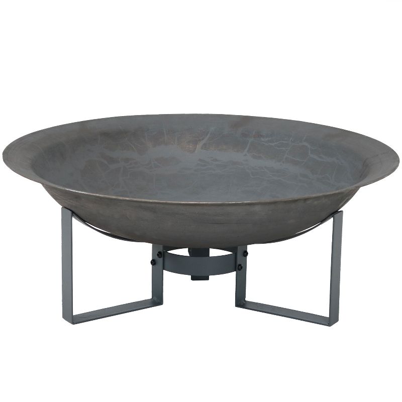 Sunnydaze Outdoor Camping or Backyard Cast Iron with Heat Resistant Finish Modern Round Fire Pit Bowl with Stand - 23" - Bronze, 5 of 9