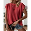 Womens Summer Cap Sleeve Tops Trendy Casual Crew Neck Knit Lightweight Sweater Pullover Top - 3 of 4