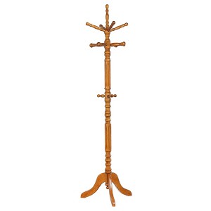 AZL1 Life Concept Garment Racks, Golden Brown Hardwood Freestanding Coat Rack with 11 Hooks for Entryway Organization, Brown, 20.75"*20.75"*74.75" - 1 of 4