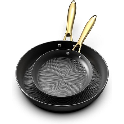 imarku Nonstick Cast Iron Skillet Set includes 8" and 12" pans with long-lasting nonstick coating. Oven safe, durable, and ideal for all cooktops