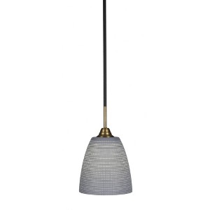 Toltec Lighting Paramount 1 - Light Pendant in  Matte Black/Brass with 8" Gray Matrix Shade - 1 of 1