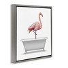 Stupell Industries Flamingo Standing Antique Bathtub Floating Frame Canvas Art, Gray, 18" x 18" - 2 of 4