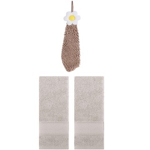 REGALWOVEN 3 Pcs Soft Absorbent Hand Towel Bathroom Decorative Set - 1 of 4