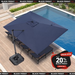 PURPLE LEAF 9x11.5 Ft Cantilever Umbrella Rectangle Outdoor Patio Umbrella Large Umbrella with 360-Degree Rotation Adjustable With Base - 1 of 4