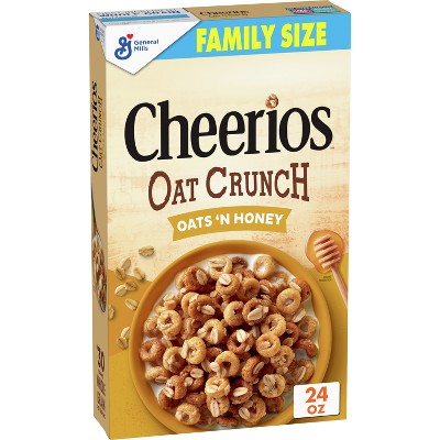 General Mills Family Size Cheerios Oat Crunch Oats Honey Cereal - 24oz