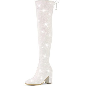 Allegra K Women's Halloween Glitter Round Toe Chunky Heel Over the Knee High Boots - 1 of 4