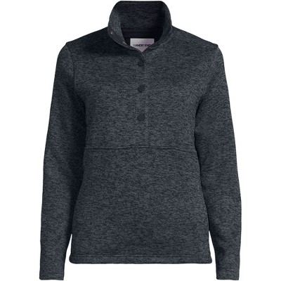 Lands' End Women's Sweater Fleece Snap Neck Pullover Jacket