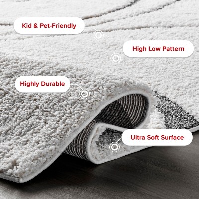 Reversible Beige Shag Rectangular Area Rug with Easy Care