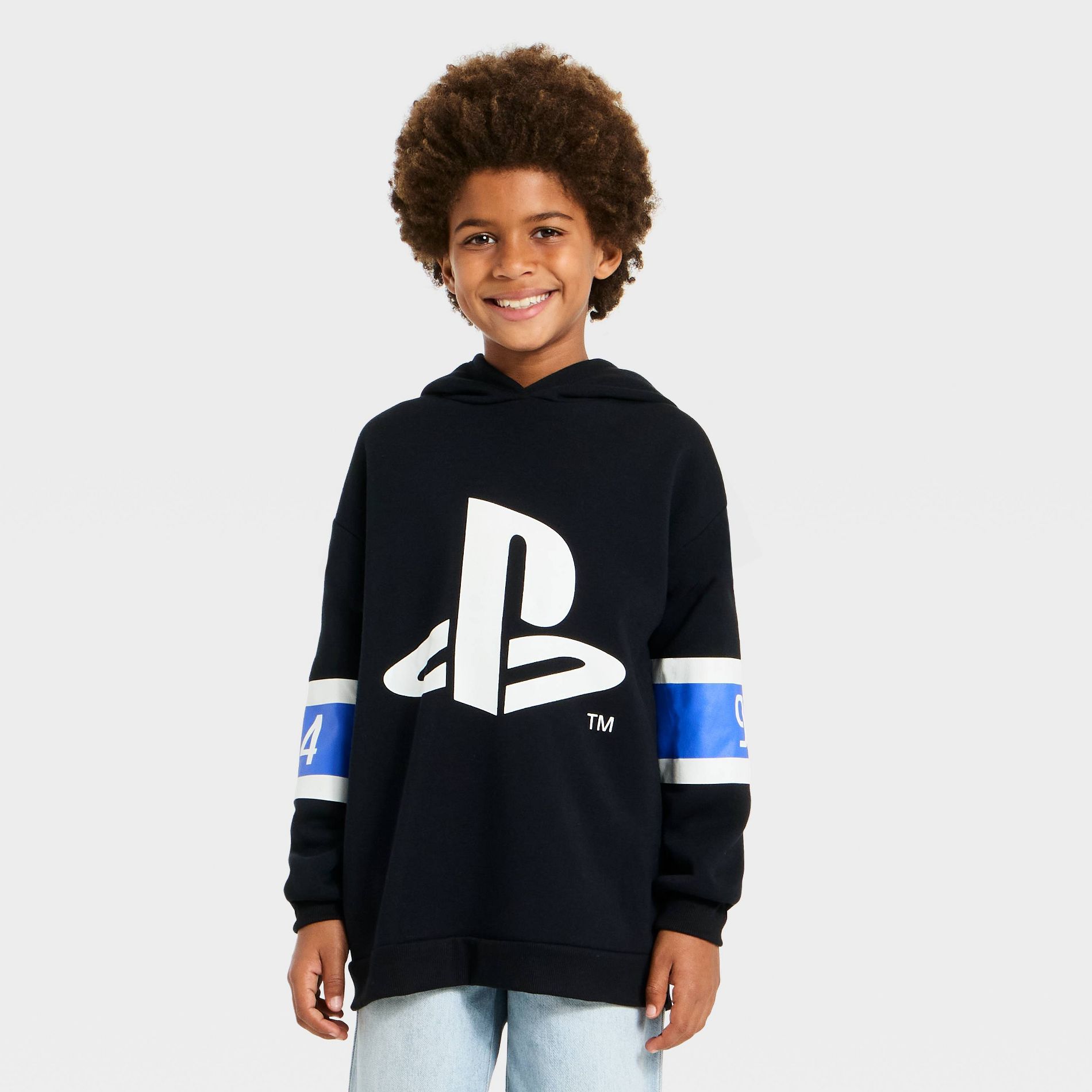 Boys' PlayStation Oversized Hooded Fleece Sweatshirt - Black