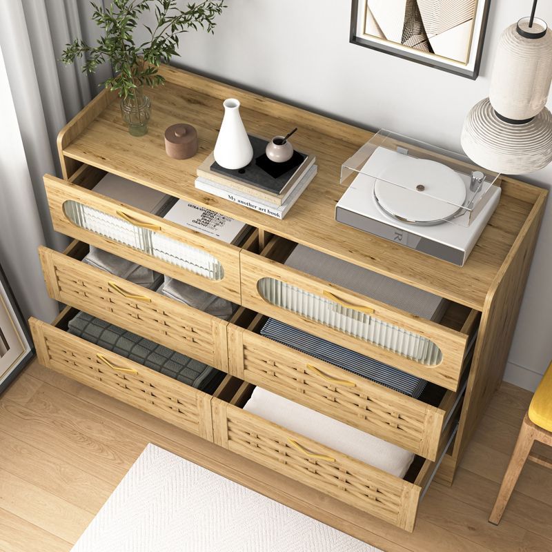 4/6-Drawer Dresser, Modern Wooden Dresser Chest with Metal Handles, Storage Organizer Dresser Natural 4A - ModernLuxe, 3 of 10