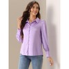 INSPIRE CHIC Women's Puff Long Sleeve Point Collar Vintage Button Work Satin Shirt - 3 of 4