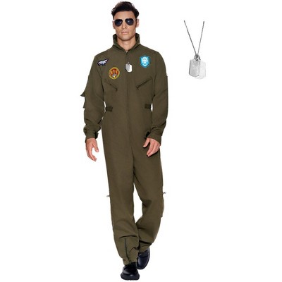 Joyfy Men Pilot Jumpsuit Halloween Costume Flight Pilot Costume for Halloween Dresss Up Party