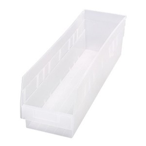 Quantum Storage Systems Economy Shelf Bin, Nesting, 23-5/8"W X 6-5/8"D X 6"H, (7) Divider Slots, Rear Hanglock, - 1 of 1