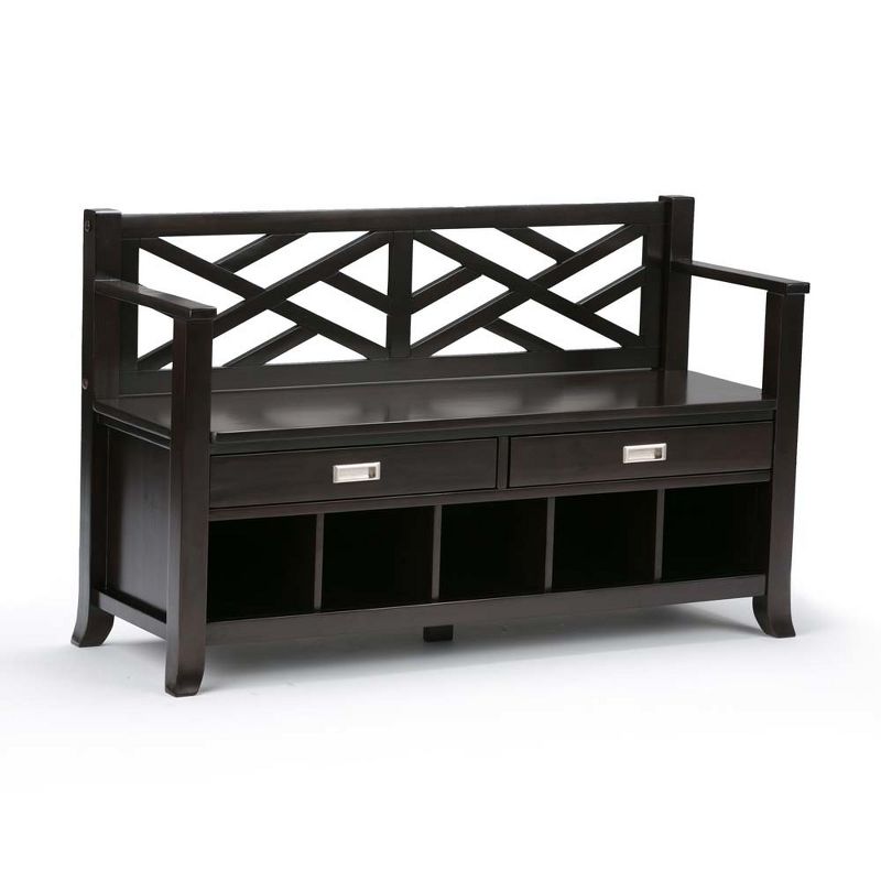 48&#34; Lancaster Solid Wood Entryway Storage Bench with Drawers and Cubbies Espresso Brown - WyndenHall, 1 of 9