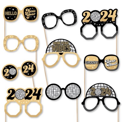 Happy New Year 2021 Photo Booth Frame Black Gold New Year Photo Props For  Christmas Eve Party Home Decor Photobooth Props