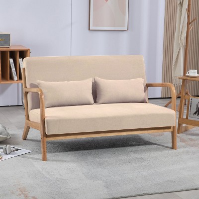 NicBex 45.7 Inch Mid-Century Modern Sofa,2 Seat Couch with Solid Wood Armrest and Feet for Small Space,Bedroom,Apartment