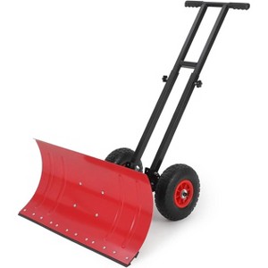 TackView Snow Shovel with Wheels, Heavy Duty Double Rod Wheeled Snow Pusher with Metal Blade, for Driveway Sidewalk Yard - 1 of 4