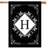 Briarwood Lane Double Sided House Flag 40x28 For Outdoor Black and White Monogram H House Flag - 2 of 4
