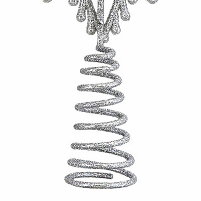 Silver Glitter Glass Snowflake Mini Tree Topper