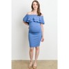 Hello Miz Women's Off Shoulder Double Ruffle Maternity Dress - 4 of 4