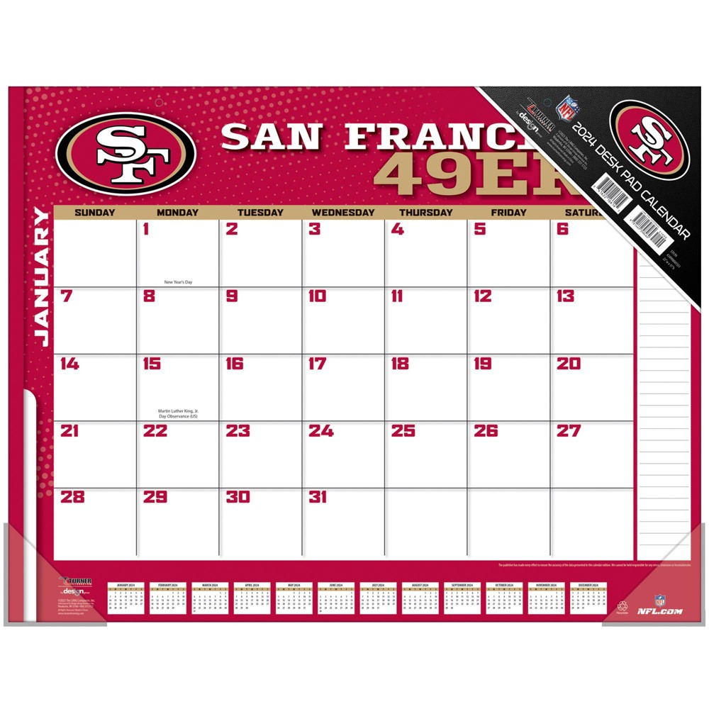 NFL San Francisco 49ers 22" x 17" 2024 Desk Calendar