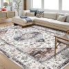 Washable Area Rug – Ultra-Thin Low Pile Vintage Carpet, Non-Slip Accent for Living Room, Bedroom, Home Office, Distressed Rust Design - 2 of 4