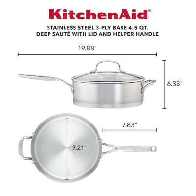 4.5-Quart Brushed Stainless Steel Induction Saute Pan with Lid