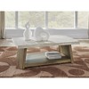 Signature Design by Ashley Brendalhouse Coffee Table - Light Brown Wood with Faux Cement Top, Rolling Casters, Bottom Shelf Storage - 2 of 4