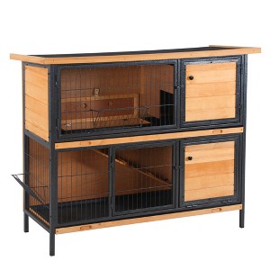 Gulches Pet Houses - 2-Story Rabbit Hutch with Ramp, No Leak Tray, and Waterproof Roof - 1 of 4
