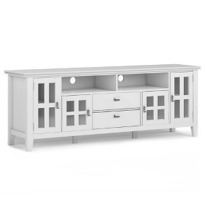 72" Solid Wood TV Media Stand with Handcrafted Finish, Cord Management, and Tempered Glass Doors for Living Room and Bedroom - 1 of 4
