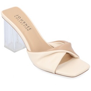 Journee Collection Womens Aylia Clear Block Heel Soft Vegan Leather Slip On Sandals - 1 of 4