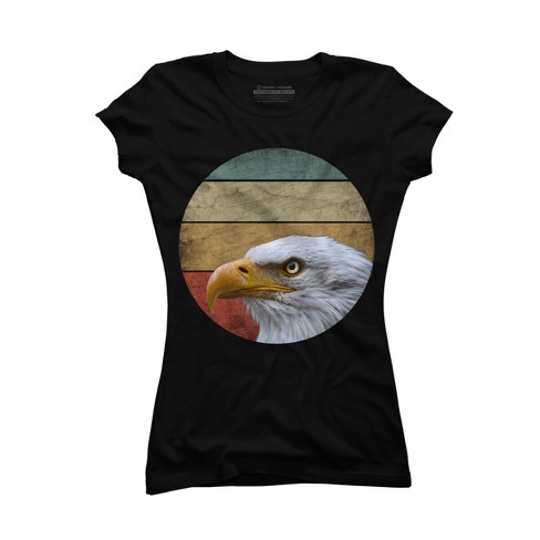 Junior's Design by Humans Vintage Eagle Watching by punsalan T-Shirt - Black - 2x Large