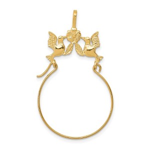 Black Bow Jewelry 14k Yellow Gold Doves and Flower Charm Holder Pendant, 25mm (1 inch) - 1 of 4
