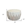 HomeRoots 32" Off White Solid Wood Round Block Coffee Table - 3 of 4