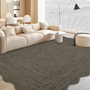 Washable Braided Area Rug – Scalloped Printed Design, Soft Non-Slip Carpet, Low Pile for Living Room, Nursery, Playroom - 1 of 4