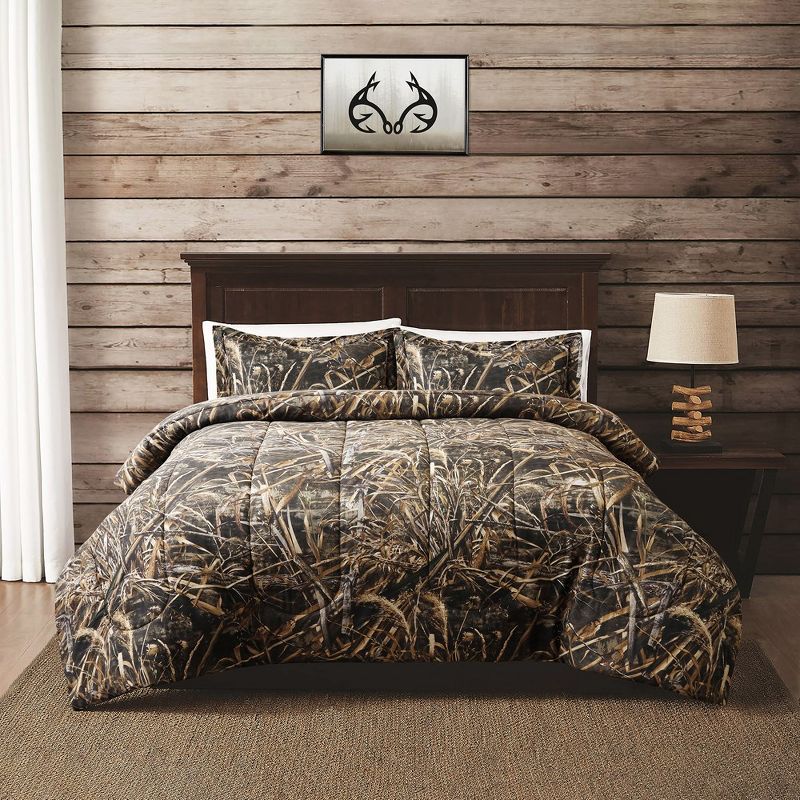 Realtree Max-5 Camo Comforter Set, Premium Polycotton Fabric, Camouflage Bed Set Full, Super Soft 3-Piece Forest Bedding Set Hunting & Outdoor, 1 of 8