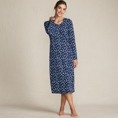 Lands' End Women's Cotton Long Sleeve Midcalf Nightgown